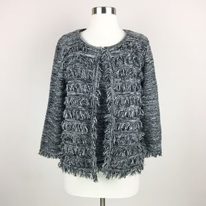 T Tahari Two Piece Fringe Knit Blazer & Top M